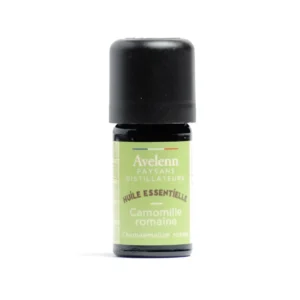 Flacon d'huile essentielle de camomille romaine bio de la marque AVELENN