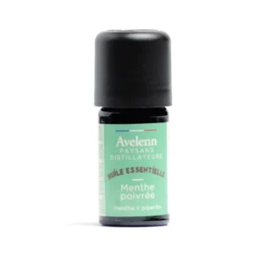 Flacon de 5 ml d'huile essentielle de menthe poivrée bio de la marque AVELENN
